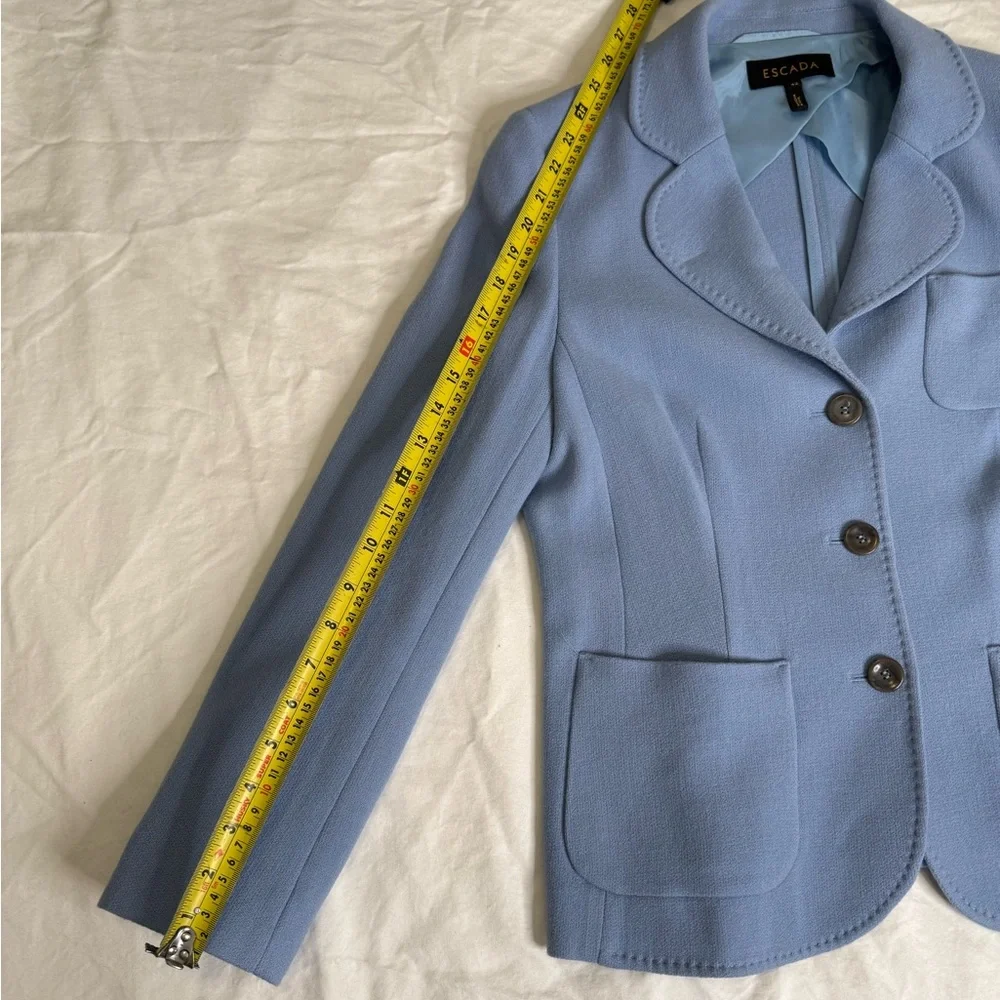 ESCADA Cashmere Blend Blazer 42 Skylight Blue Wool Tailored Jacket EU 42 US 12 - Picture 12 of 15